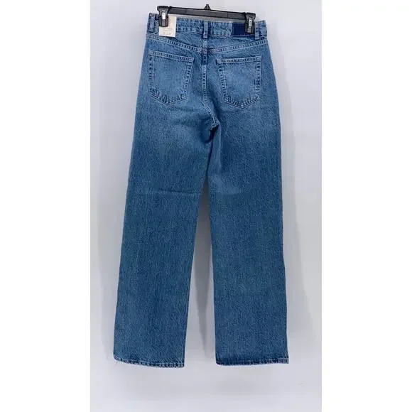 ZARA Women’s Medium Blue Denim High-Rise Straight-Leg Five Pocket Jeans SZ 4 - Picture 2 of 11